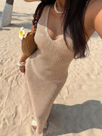 Vestido Saída de Praia em Tricô Sem Mangas