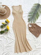 Vestido Saída de Praia em Tricô Sem Mangas