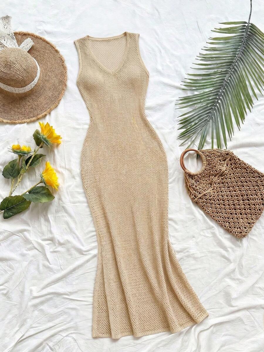 Vestido Saída de Praia em Tricô Sem Mangas