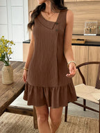 Vestido Midi Bata com Gola Assimétrica e Botões - La Lecce
