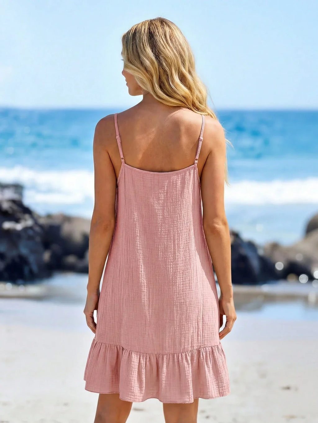 Saída de Praia Vestido Mini em A com Argola