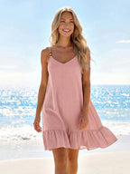 Saída de Praia Vestido Mini em A com Argola