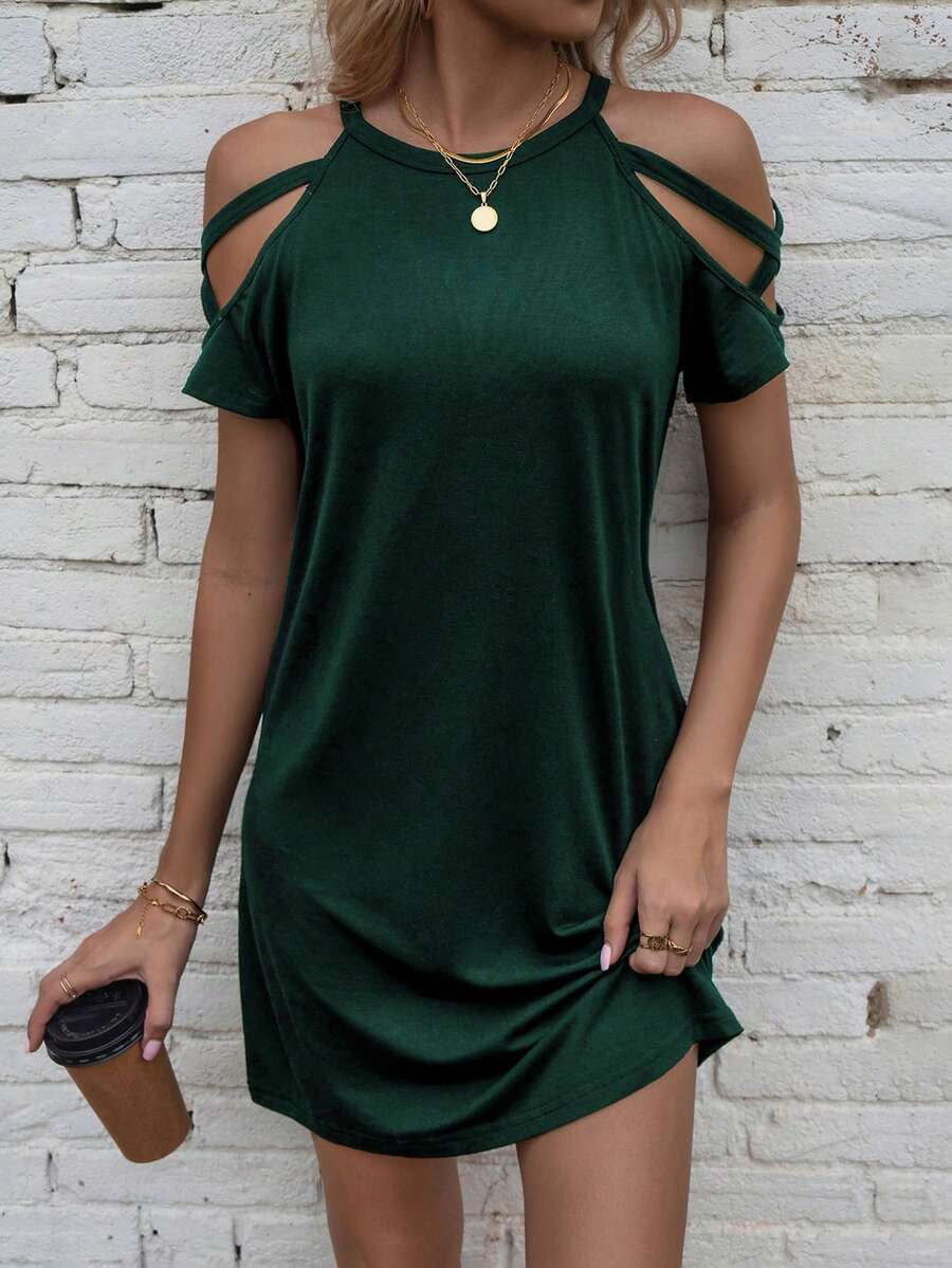 Vestido Curto Ombro a Ombro com Detalhe Vazado - La Lecce