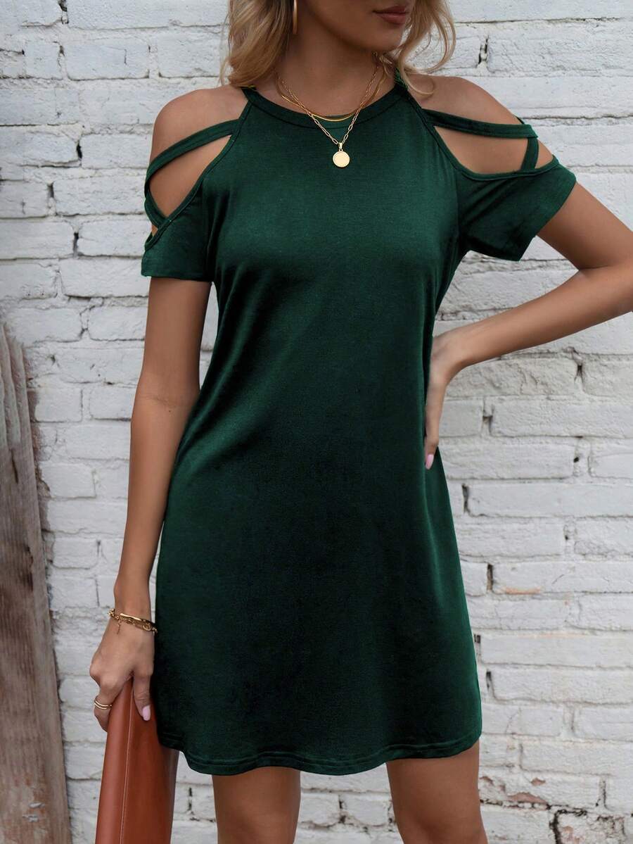 Vestido Curto Ombro a Ombro com Detalhe Vazado - La Lecce