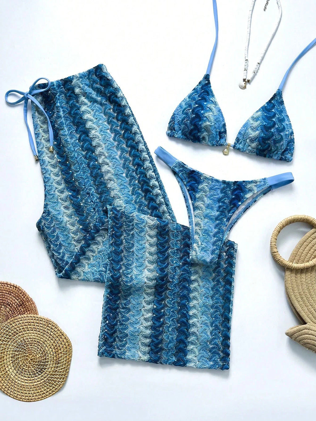 Conjunto Biquíni 3 Peças com Calça e Tie Back