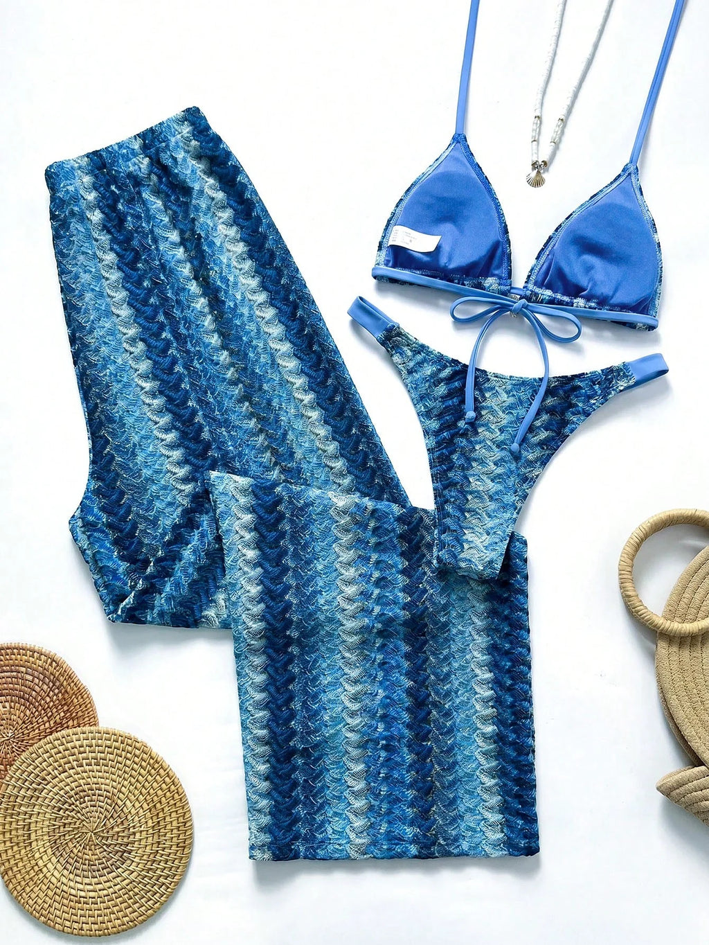 Conjunto Biquíni 3 Peças com Calça e Tie Back