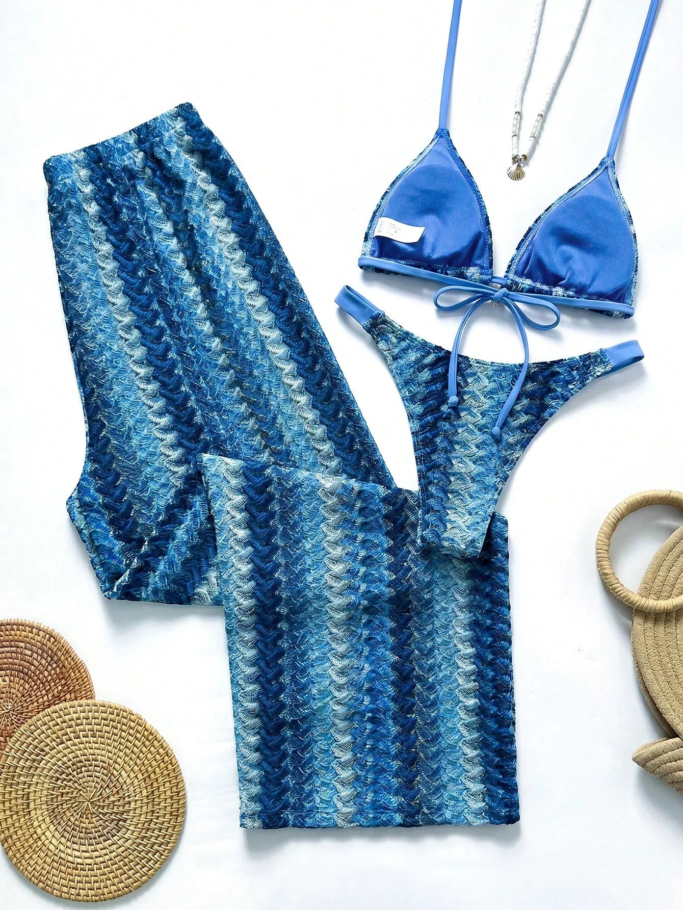 Conjunto Biquíni 3 Peças com Calça e Tie Back