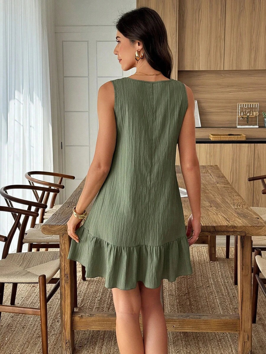 Vestido Midi Bata com Gola Assimétrica e Botões - La Lecce