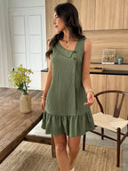 Vestido Midi Bata com Gola Assimétrica e Botões - La Lecce