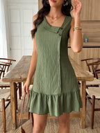 Vestido Midi Bata com Gola Assimétrica e Botões - La Lecce
