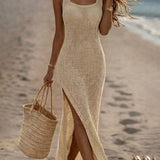 Vestido Saída de Praia em Tricô Sem Mangas