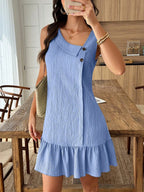 Vestido Midi Bata com Gola Assimétrica e Botões - La Lecce