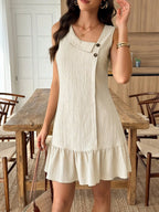 Vestido Midi Bata com Gola Assimétrica e Botões - La Lecce