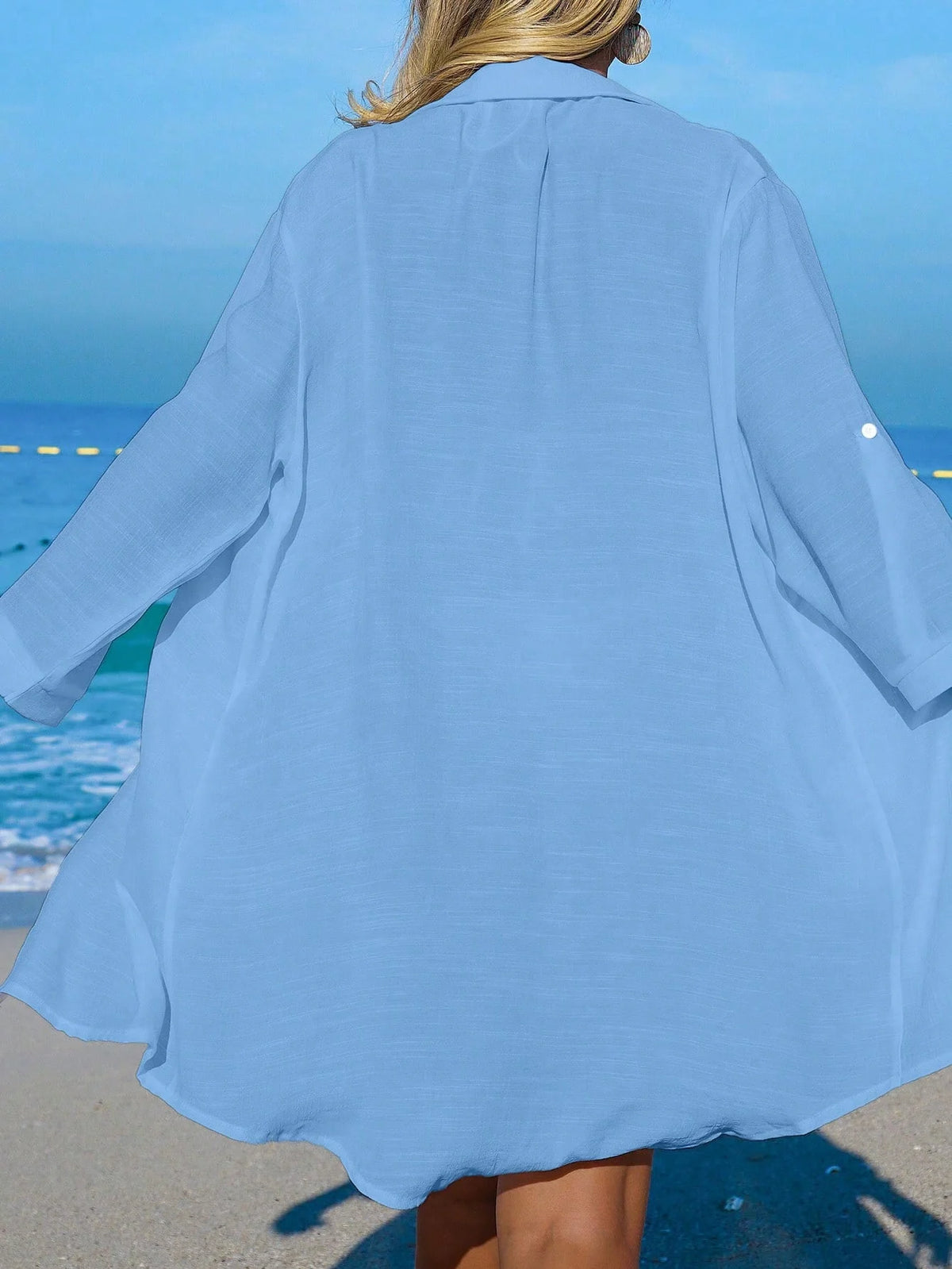 Saída de Praia Kimono Camisa Oversized com Botões