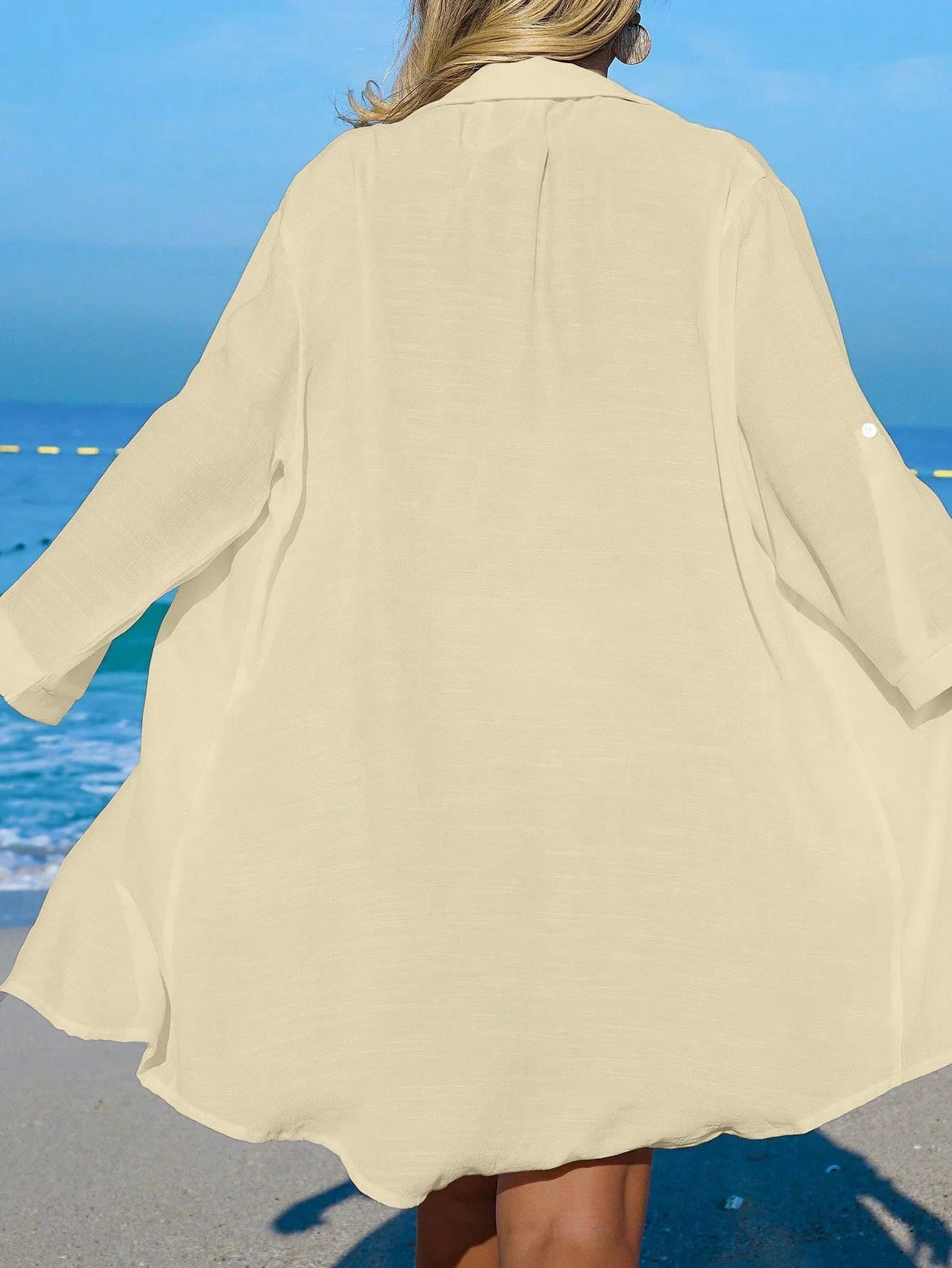 Saída de Praia Kimono Camisa Oversized com Botões