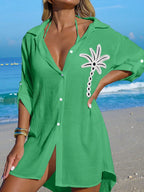 Saída de Praia Kimono Camisa Oversized com Botões