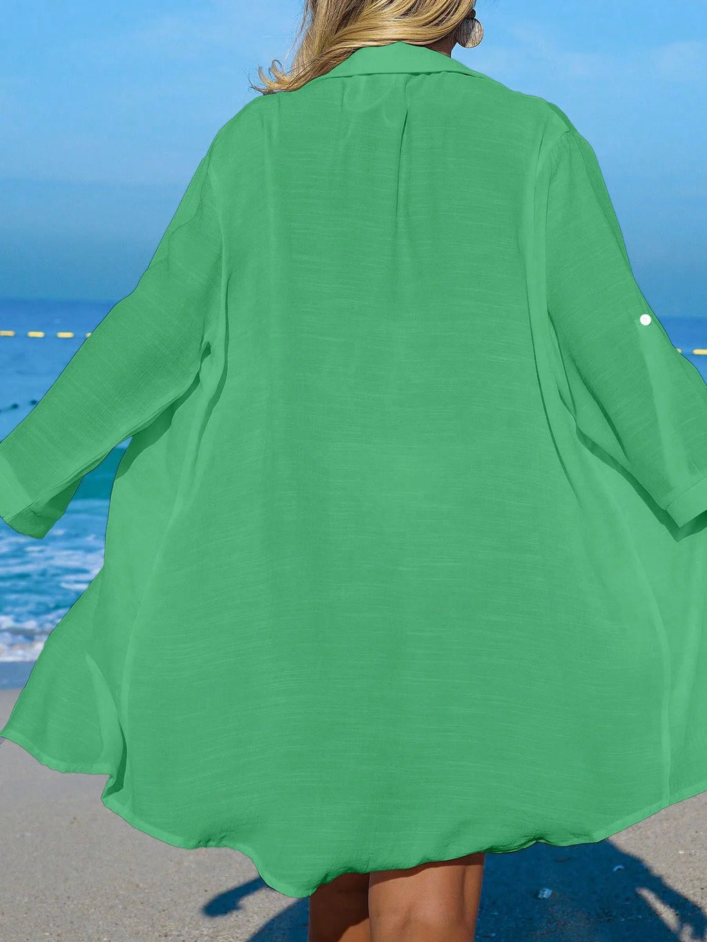 Saída de Praia Kimono Camisa Oversized com Botões