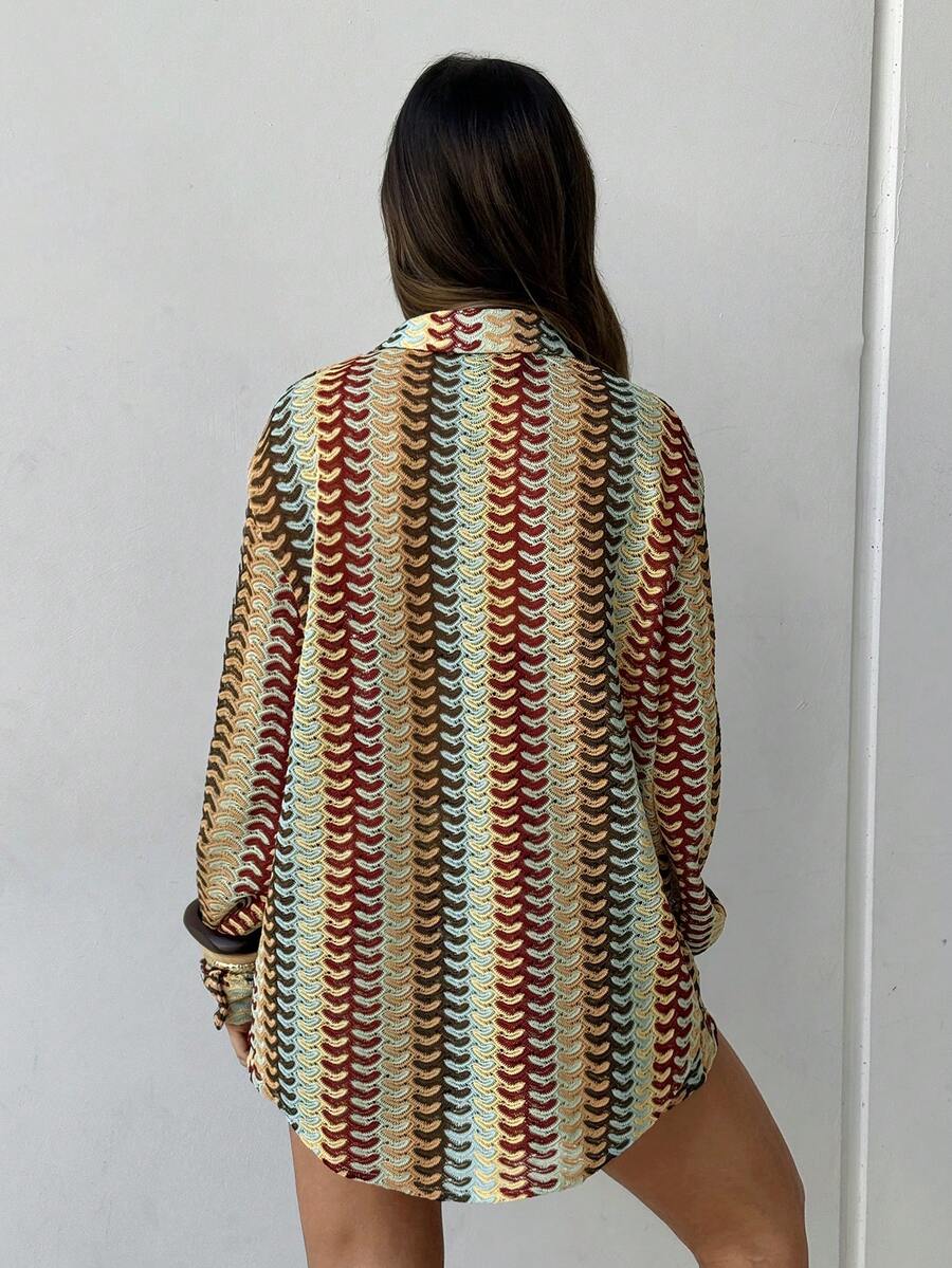 Conjunto de Praia 3 Peças com Camisa Listrada e Shorts