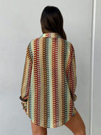 Conjunto de Praia 3 Peças com Camisa Listrada e Shorts