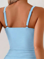 Tankini Franzido com Torção Frontal e Anel Metálico