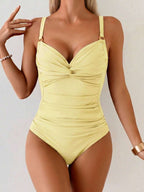 Tankini Franzido com Torção Frontal e Anel Metálico