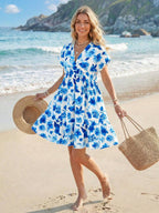 Vestido Curto Boho com Babado e Detalhe em Pompom - La Lecce