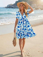 Vestido Curto Boho com Babado e Detalhe em Pompom - La Lecce