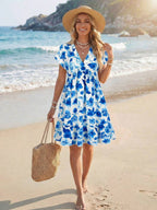 Vestido Curto Boho com Babado e Detalhe em Pompom - La Lecce