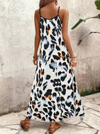 Vestido Longo Estampa de Leopardo com Costas Abertas - La Lecce