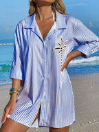 Saída de Praia Kimono Camisa Oversized com Botões