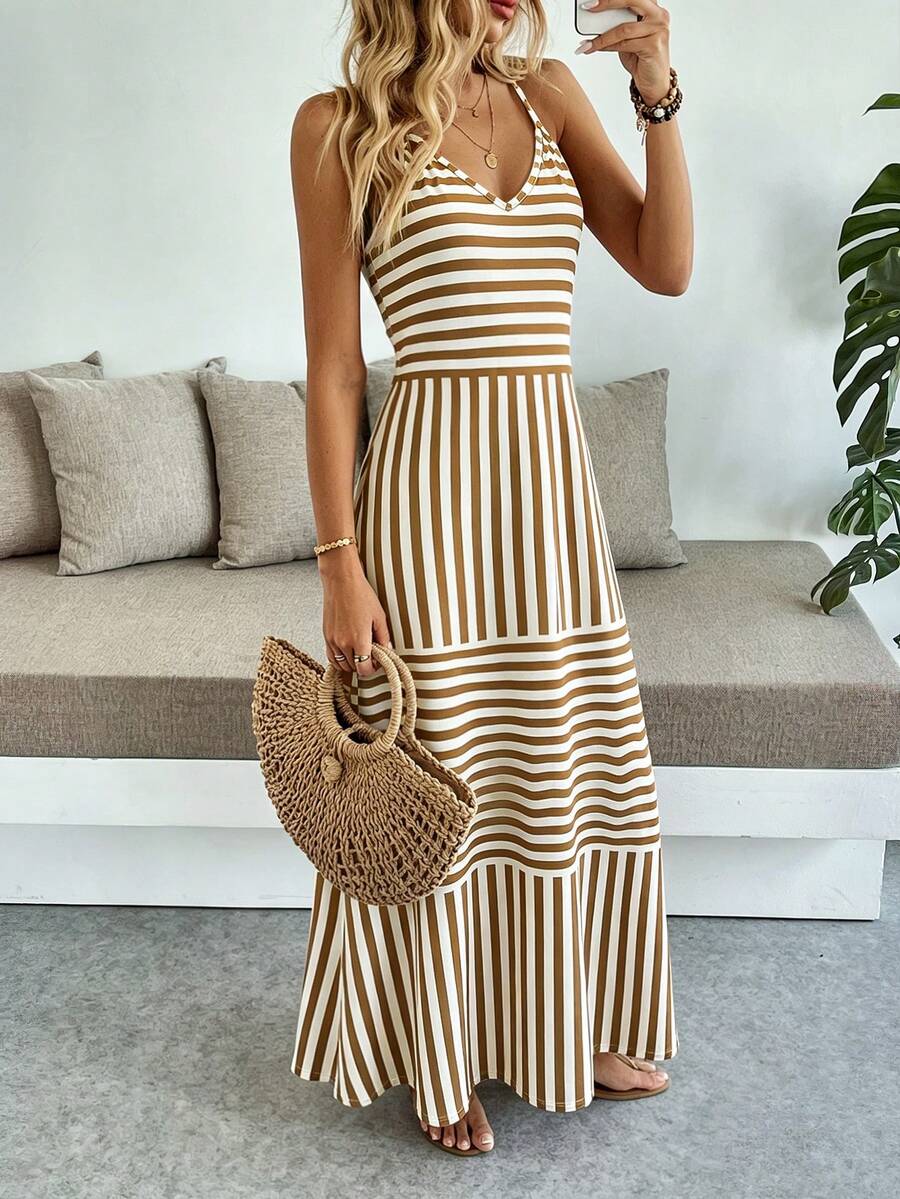 Vestido Longo Boho de Alças Finas com Bainha Assimétrica - La Lecce