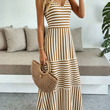 Vestido Longo Boho de Alças Finas com Bainha Assimétrica
