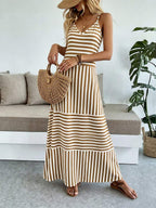 Vestido Longo Boho de Alças Finas com Bainha Assimétrica - La Lecce