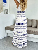 Vestido Longo Boho de Alças Finas com Bainha Assimétrica - La Lecce