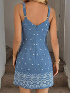 Vestido Mini de Alças com Estampa de Coqueiro e Costas Abertas