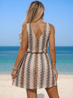 Vestido Saída de Praia Longo com Decote V e Laço Contrastante - La Lecce