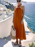 Vestido Saída de Praia Longo Frente Única com Torção - La Lecce