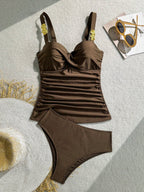 Tankini Push-Up com Fivela e Efeito Franzido