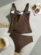 Tankini Push-Up com Fivela e Efeito Franzido