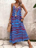 Vestido Longo Estampa de Onça com Alças Finas