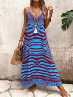 Vestido Longo Estampa de Onça com Alças Finas