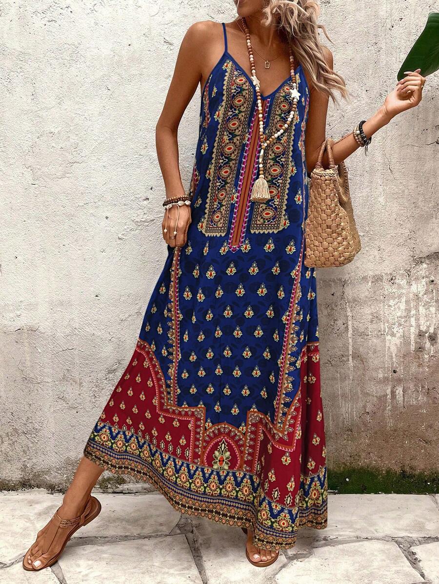 Vestido Longo Estampa de Onça com Alças Finas
