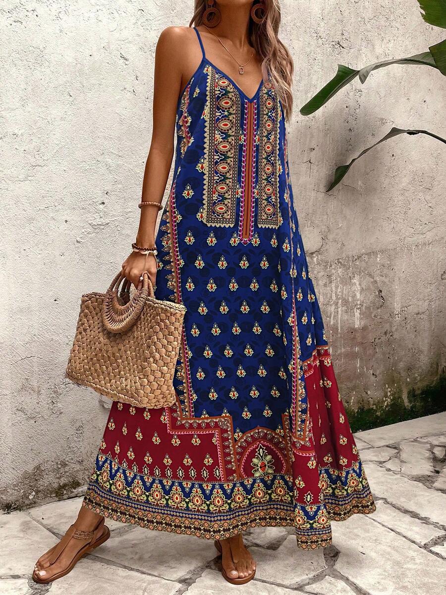 Vestido Longo Estampa de Onça com Alças Finas
