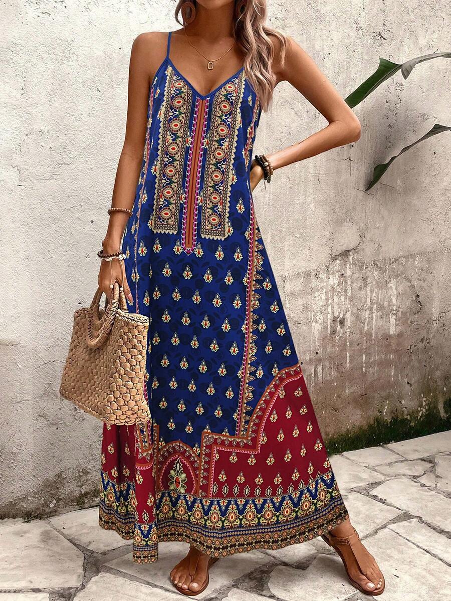 Vestido Longo Estampa de Onça com Alças Finas