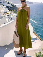 Vestido Saída de Praia Longo Frente Única com Torção - La Lecce