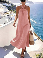 Vestido Saída de Praia Longo Frente Única com Torção - La Lecce