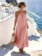 Vestido Saída de Praia Longo Frente Única com Torção - La Lecce