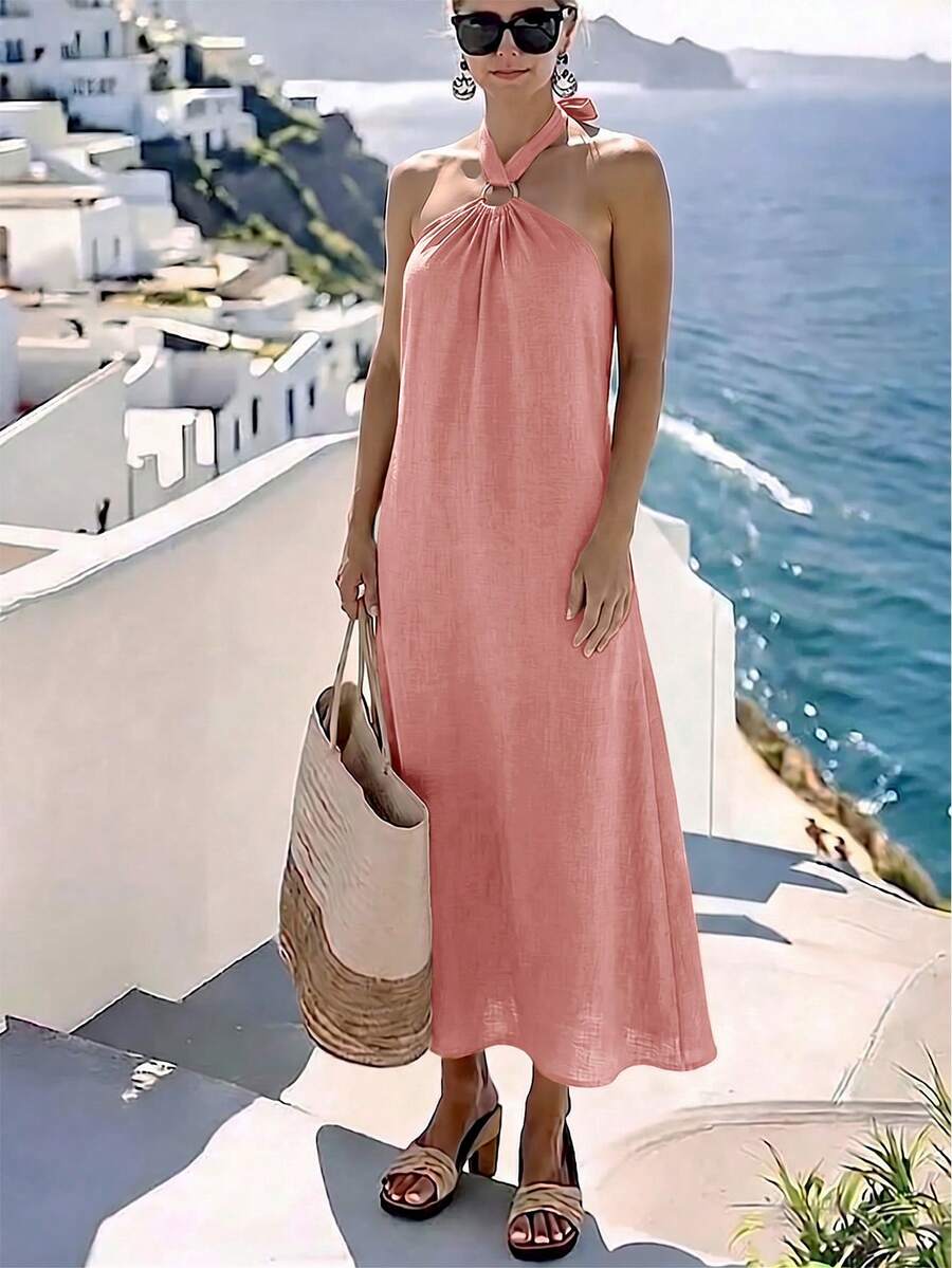 Vestido Saída de Praia Longo Frente Única com Torção - La Lecce