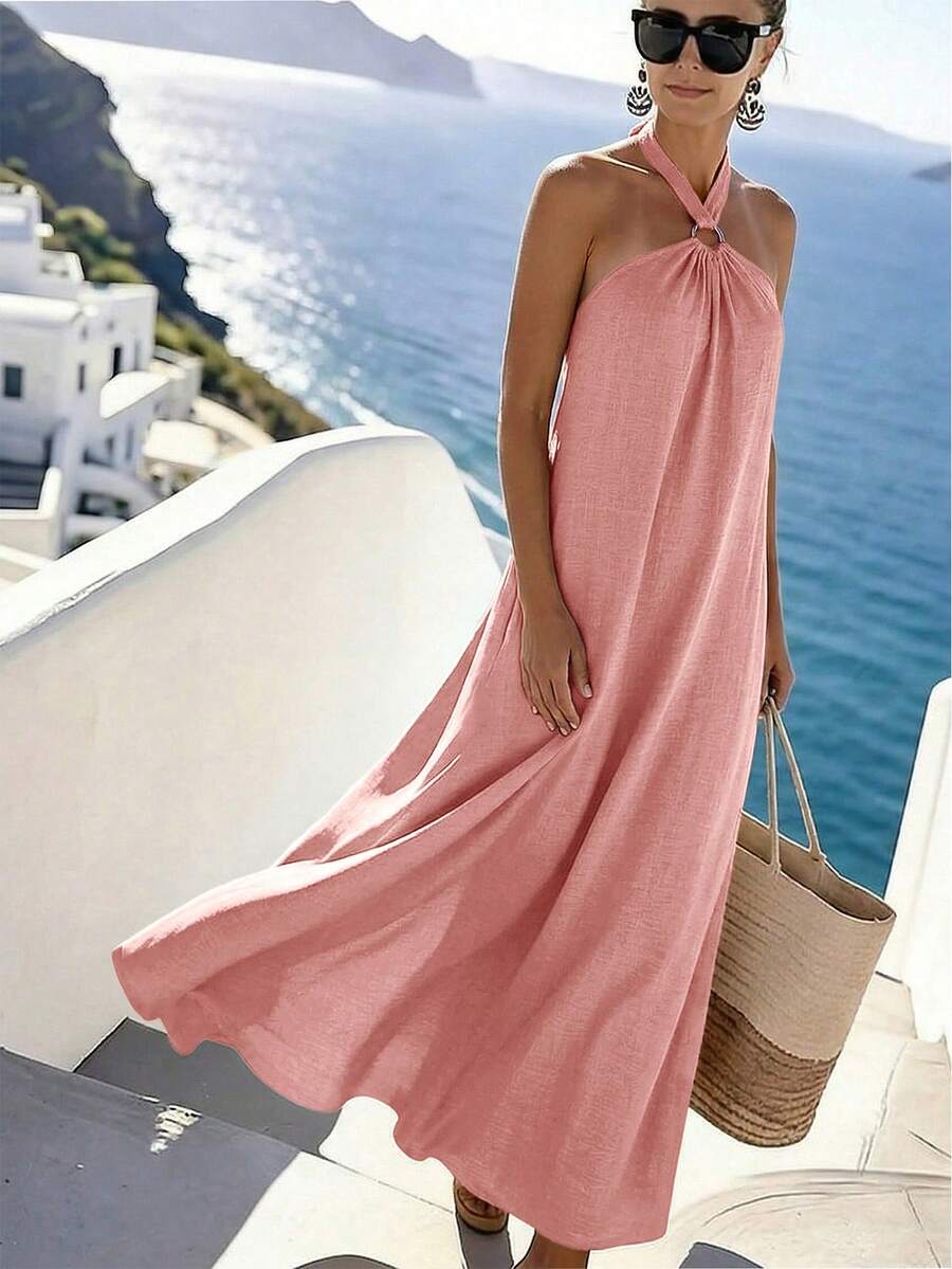 Vestido Saída de Praia Longo Frente Única com Torção - La Lecce