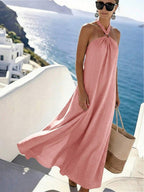 Vestido Saída de Praia Longo Frente Única com Torção - La Lecce